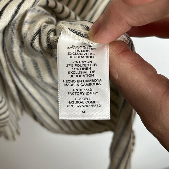 Derek Lam For Design Nation Rio Cap Sleeve Striped Dress Linen Black Cream XS - Picture 8 of 9